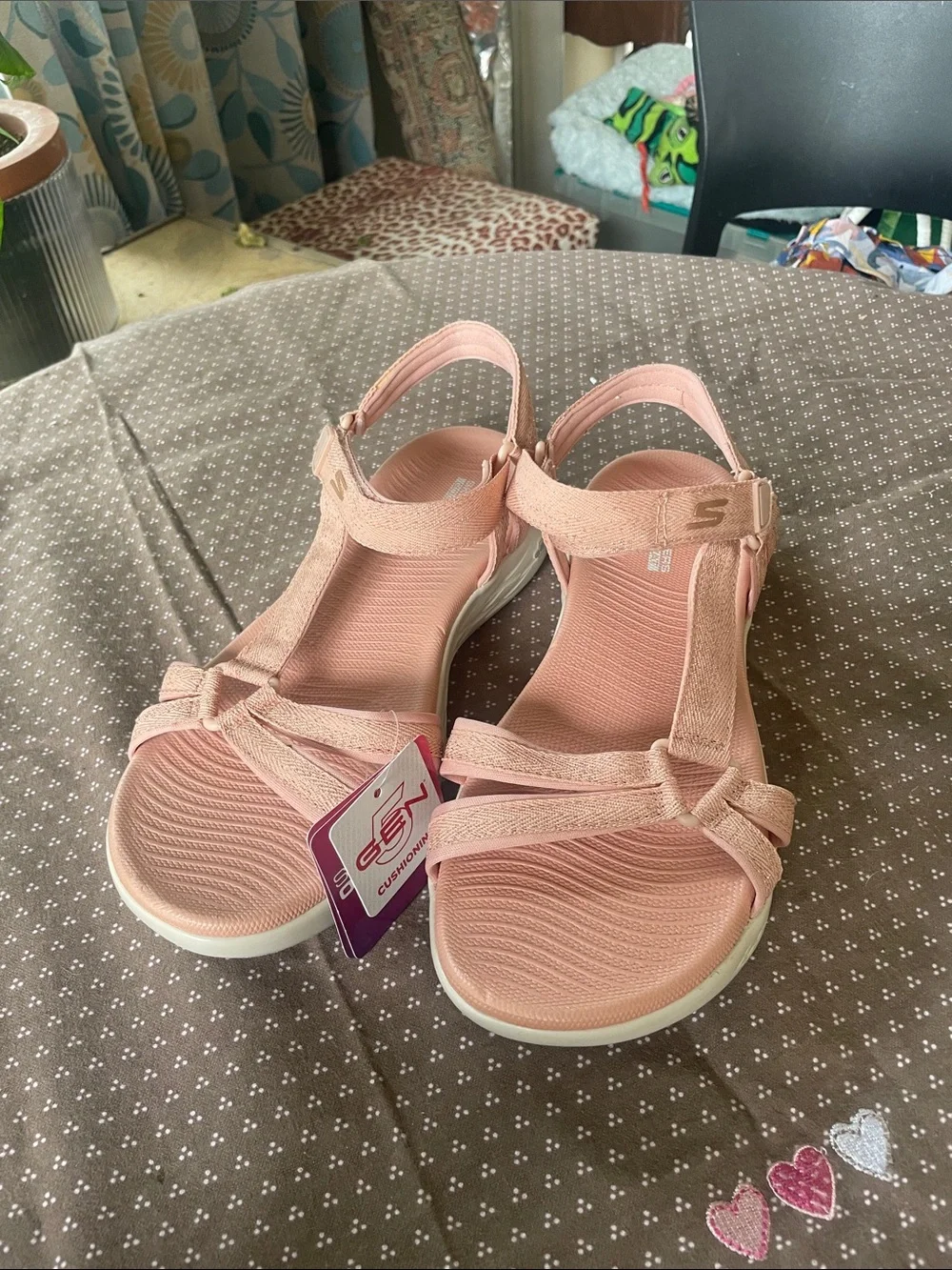 Skechers Pink T-Strap On The Go Sandals